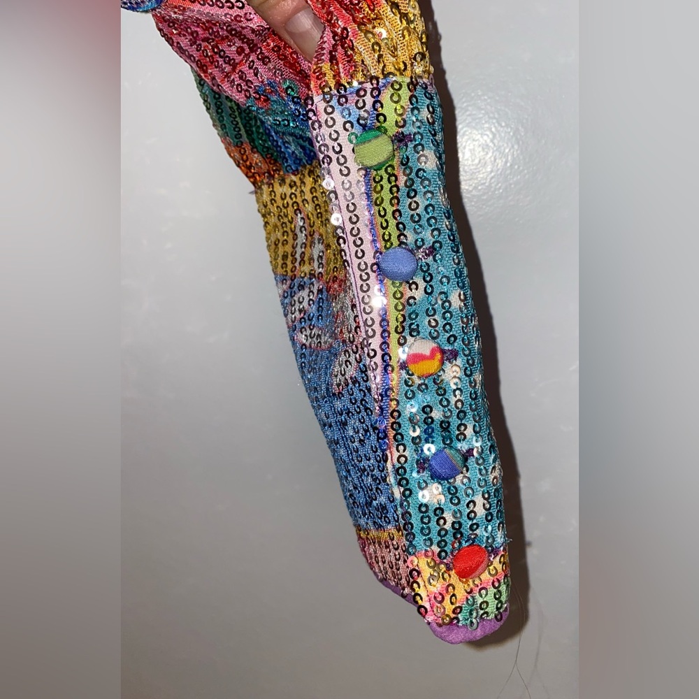 Celia B CeliaB Fuji Sequin Rainbow Top Wrap Blouse shirt XS Disco Party Dopamine - Picture 8 of 15